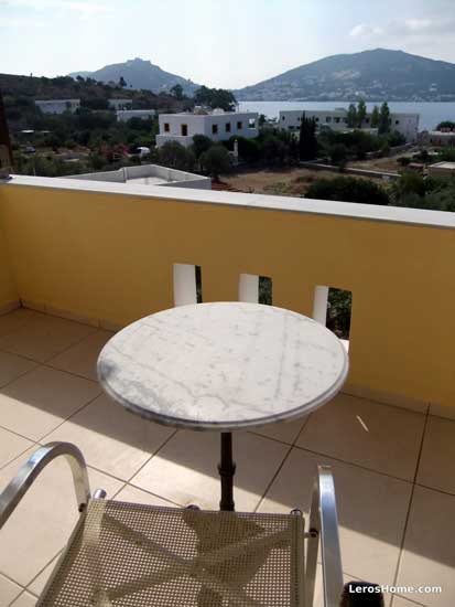 looking from the balcony towards the castle on Leros