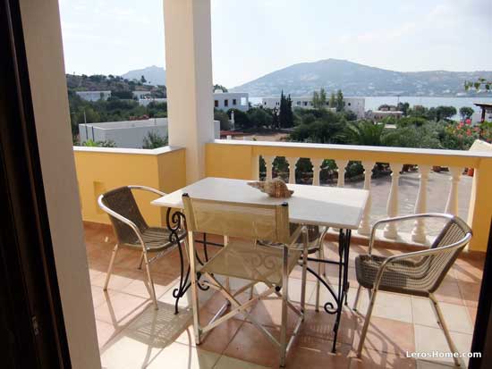 view from terrace across Alinda bay